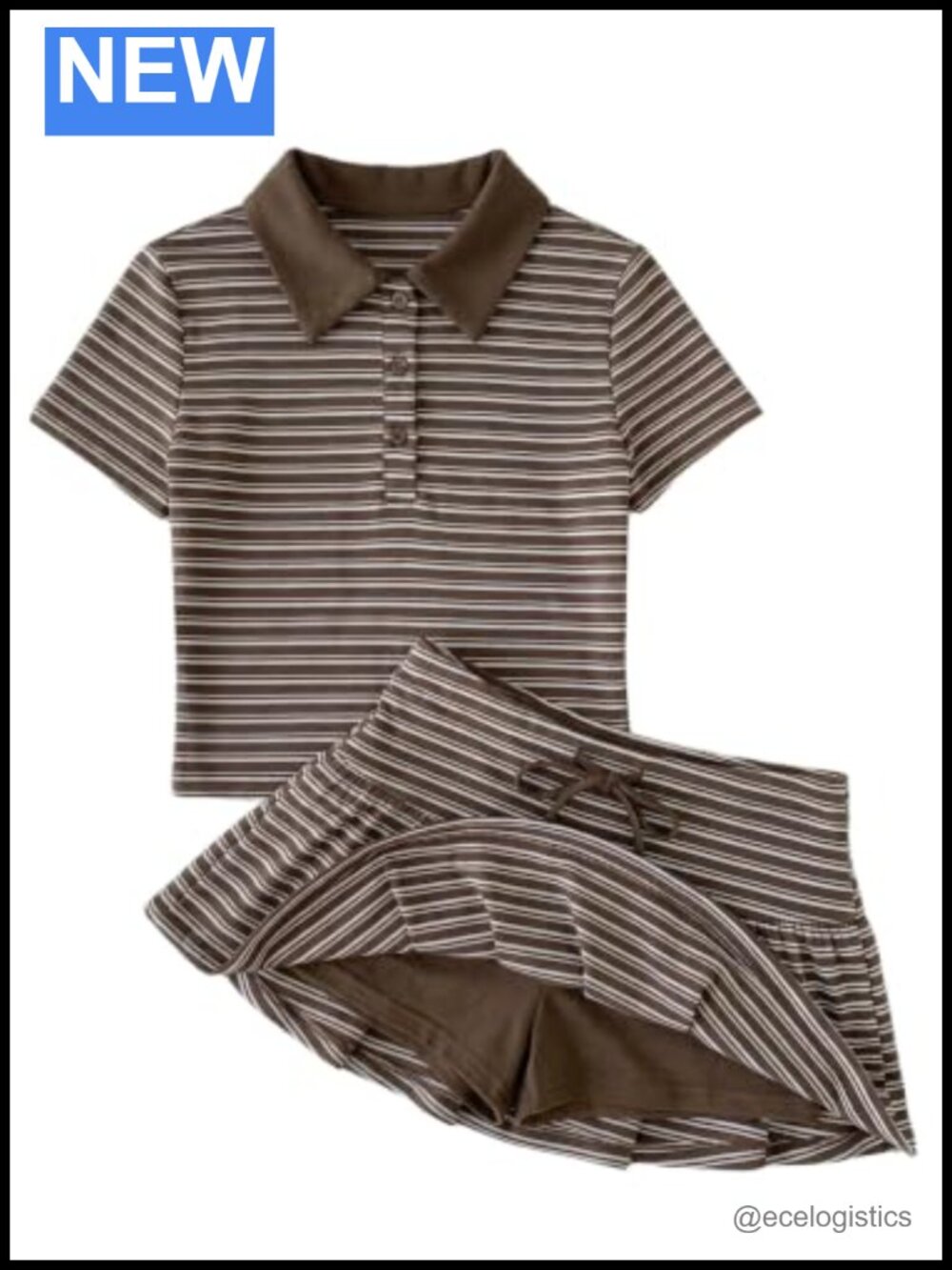 Women's 2 Piece Striped Skirt Set Button Up Short Sleeve High Stretch Y2k Outfit